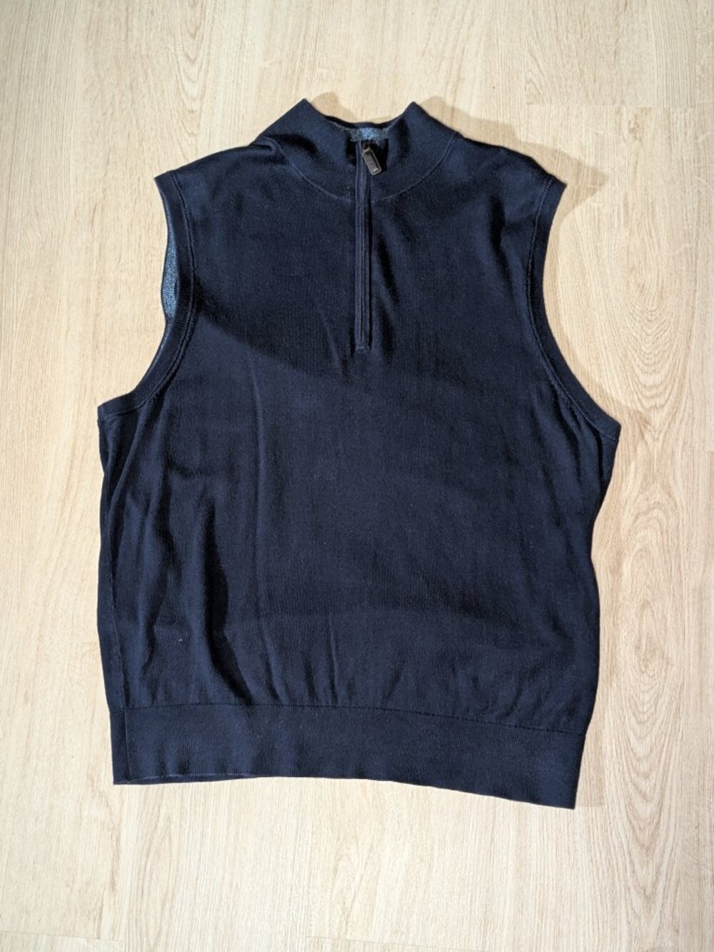Cremieux Collection Navy 1/4 Zip Sweater Vest Mock Neck L